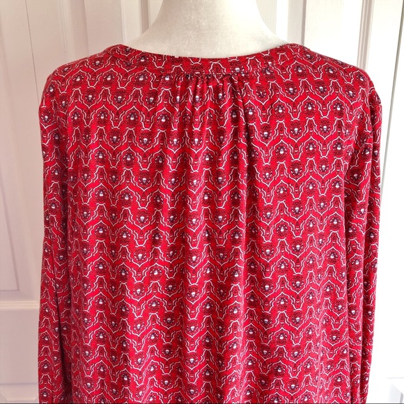 St. John's Bay Red Print Collarless Button Down Shirt 0X - Picture 11 of 12